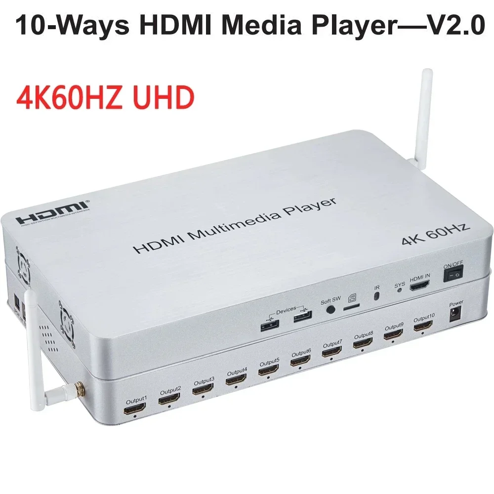 4K Media Player - 4K 60Hz 10채널 HDMI 멀티미디어 플레이어
