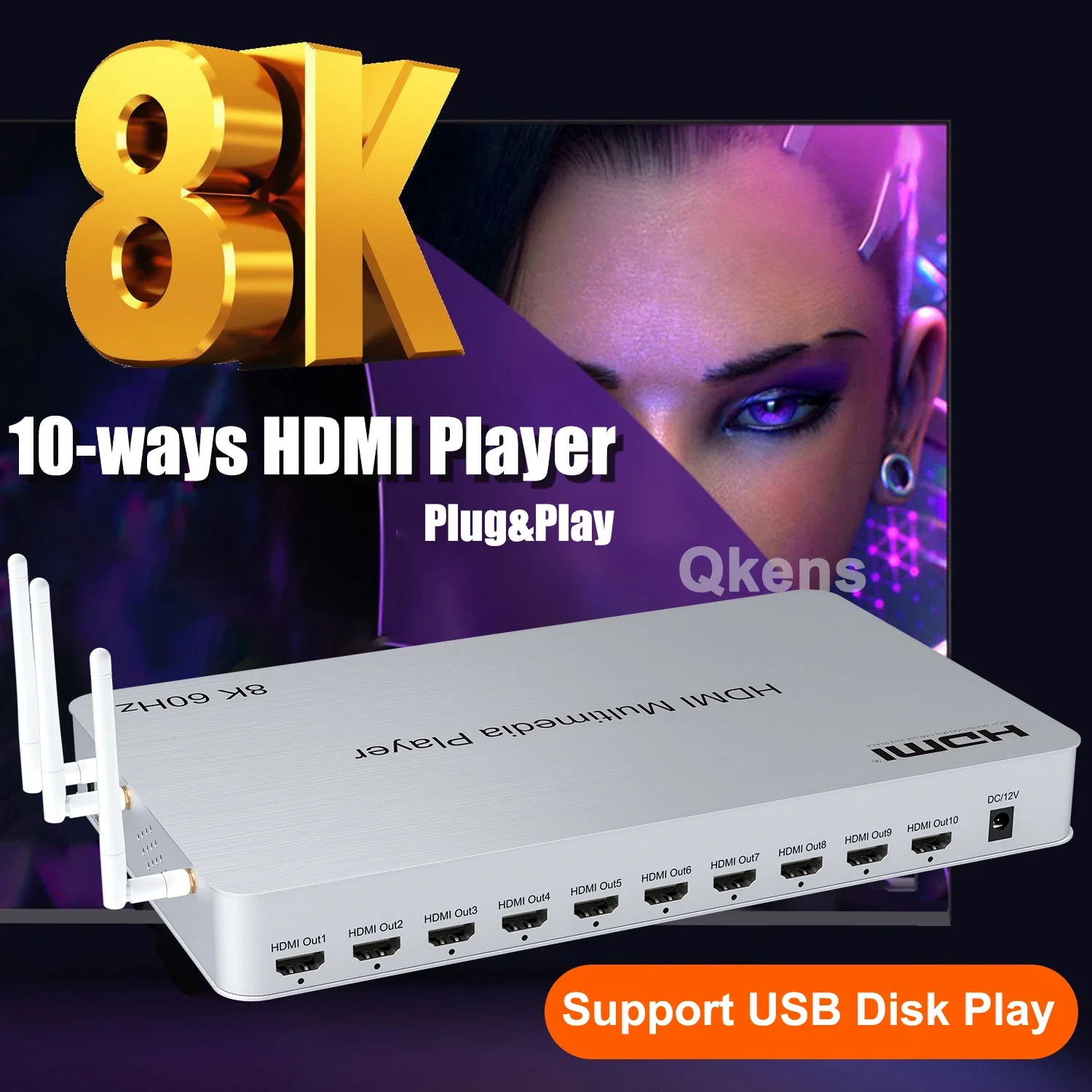 4K Media Player - H.265 8K 60Hz 10포트 HDMI 미디어