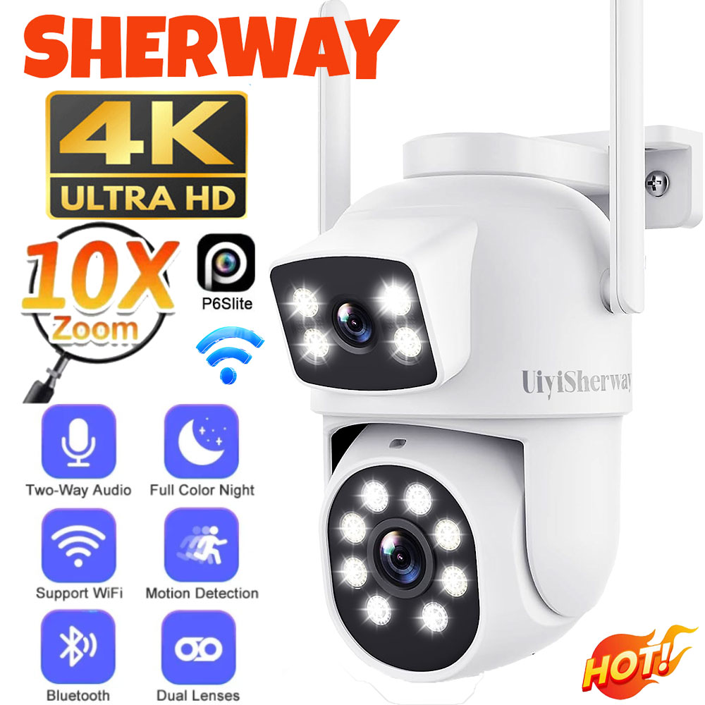 Home Cinema Outdoor - UiyiSherway 4K 듀얼 렌즈 와이파이 카메라,