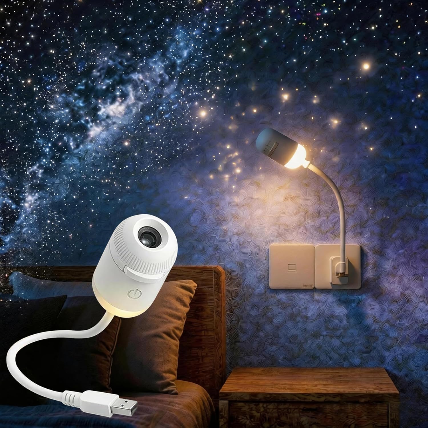 Home Cinema Projector - 2-in-1 갤럭시 프로젝터 야간 조명, 침실용