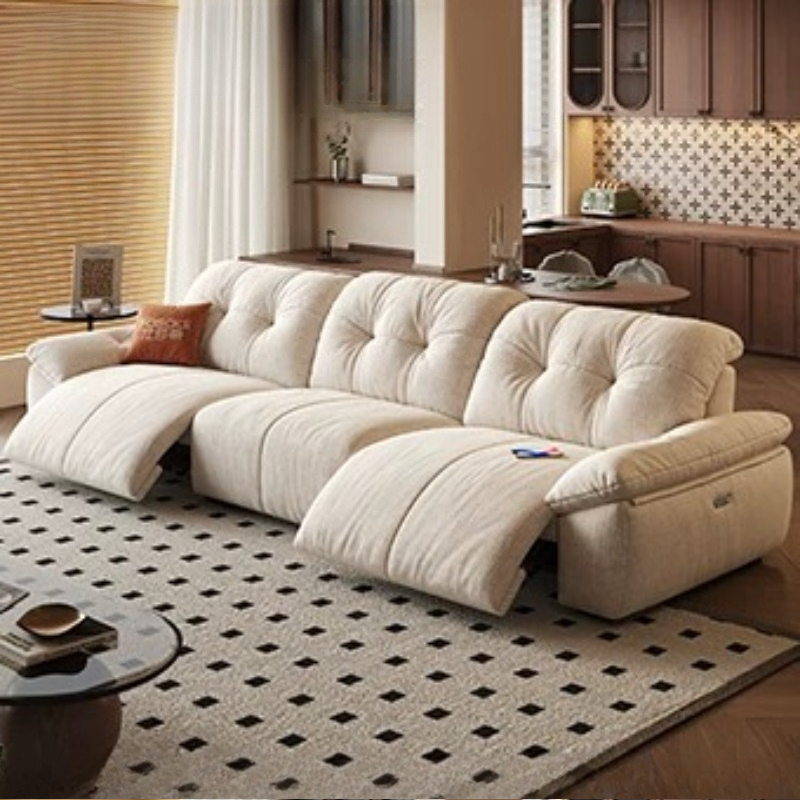 Home Cinema Room Design - 흰색 현대식 소파 전동 슬리퍼 다기능