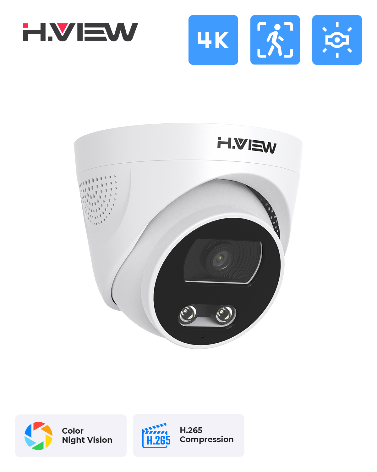 H.View 8Mp Poe Ip 카메라 Ai 얼굴 탐지 - Home Cinema Outdoor 리뷰 및 가격