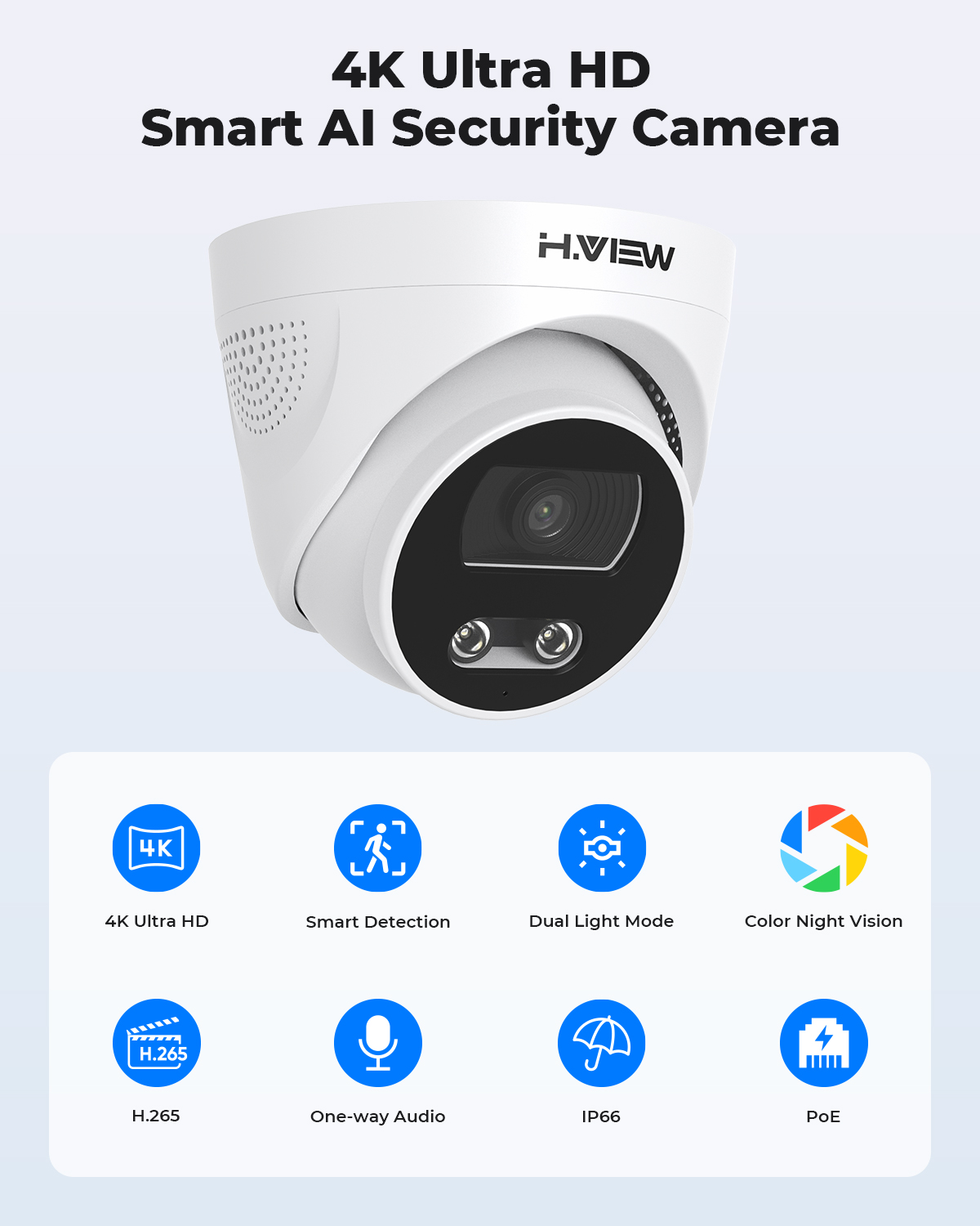 H.View 8Mp Poe Ip 카메라 Ai 얼굴 탐지 - Home Cinema Outdoor 리뷰 및 가격