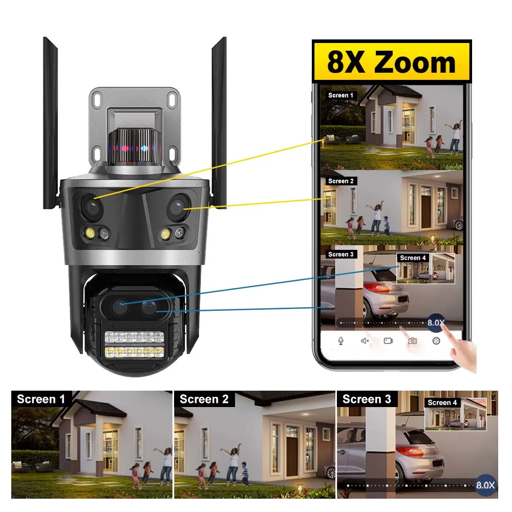 ICsee 보안 카메라 8K 16MP 4개의 렌즈 8X - Home Cinema Outdoor 리뷰 및 가격