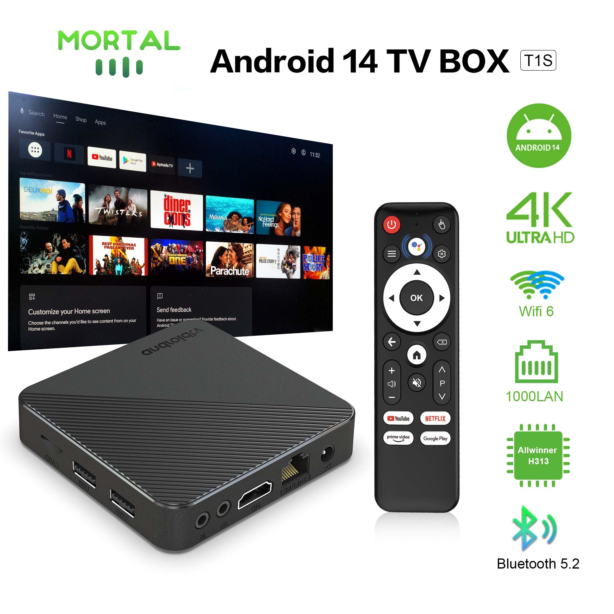 Android14 스마트 홈 시어터 TV 박스 T1S  - Home Cinema Media Player 리뷰 및 가격